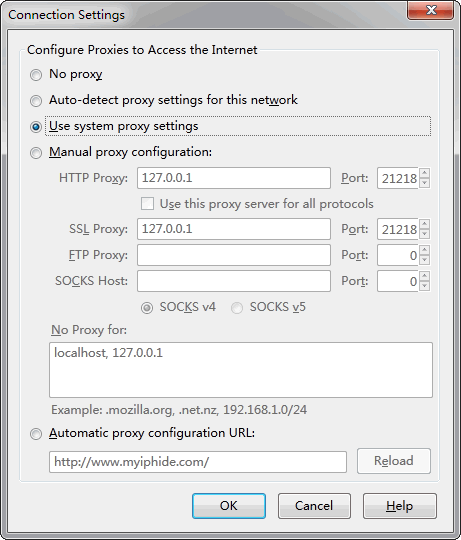 Firefox Proxy Options