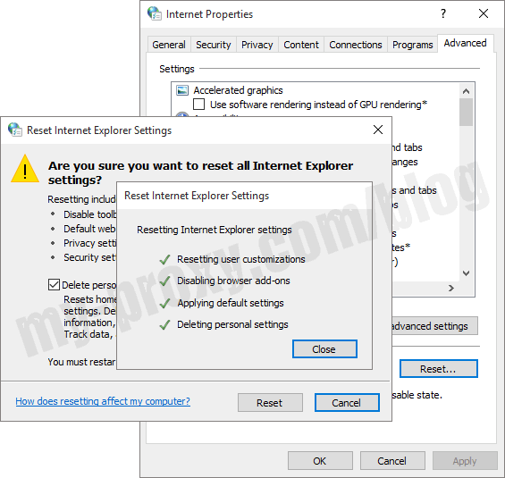 Reset IE Settings