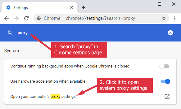 Chrome Proxy Settings