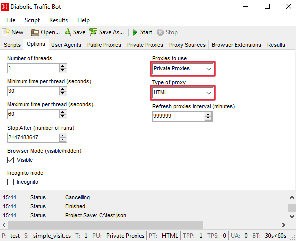 Diabolic Traffic Bot Options