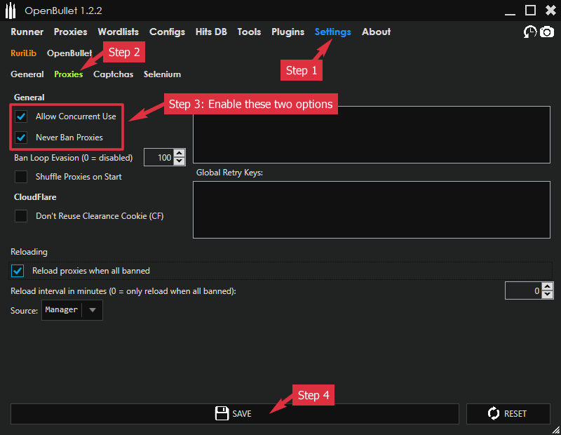 OpenBullet/SilverBullet Proxy Settings