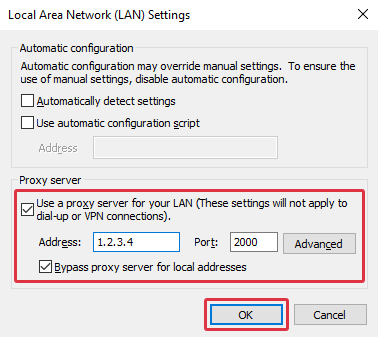 Windows 7 Proxy Settings